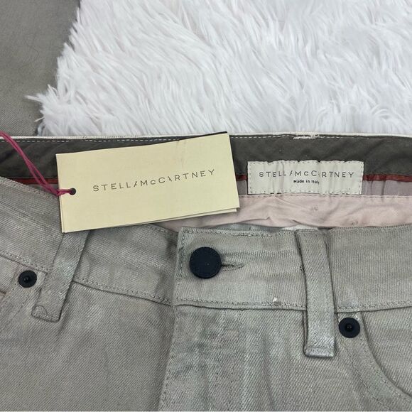 Stella McCartney Metallic Silver Grey Coated Low Straight Leg Jeans NWT - Picture 6 of 10